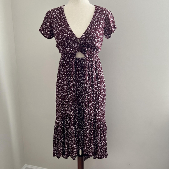 Abercrombie Fitch Dress Floral Midi Cottage Boho Dark Fairy Prairie Romantic - Picture 1 of 8